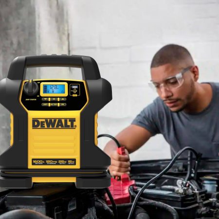 DEWALT DXAEJ14CA Booster Pack/Jump Starter, With Auto-Stop Digital Air Compressor, 1600 Peak Amp, 12V