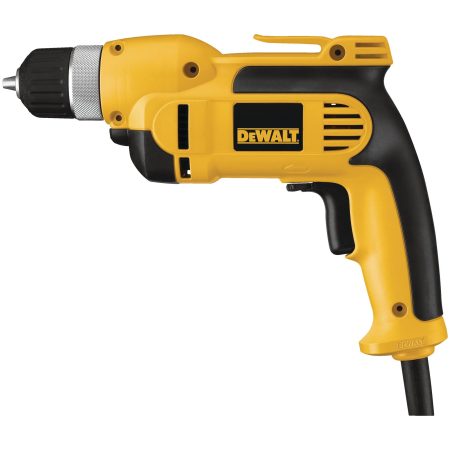 DEWALT DWE1014 7A Variable Speed Corded Compact Drill with Keyed Chuck, Auxiliary Handle, 3/8-in