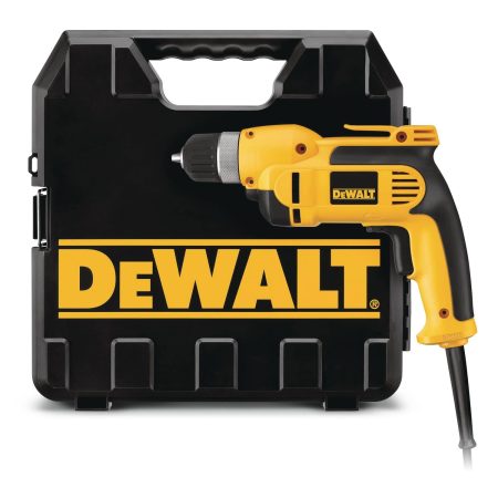 DEWALT DWE1014 7A Variable Speed Corded Compact Drill with Keyed Chuck, Auxiliary Handle, 3/8-in