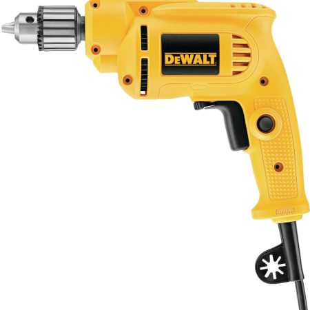 DEWALT DWE1014 7A Variable Speed Corded Compact Drill with Keyed Chuck, Auxiliary Handle, 3/8-in