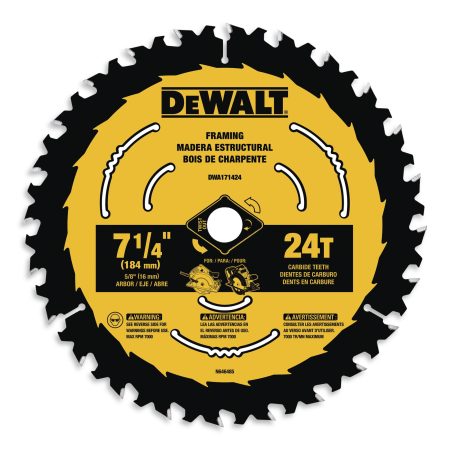 DEWALT 7-1/4-in 24T Carbide Tipped Circular Saw Blade for Wood