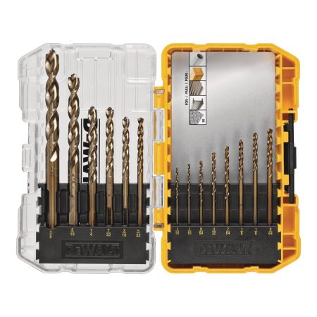 DEWALT DWA1240 Cobalt Drill Bit Set for Wood, Metal, Plastic, 14-pc