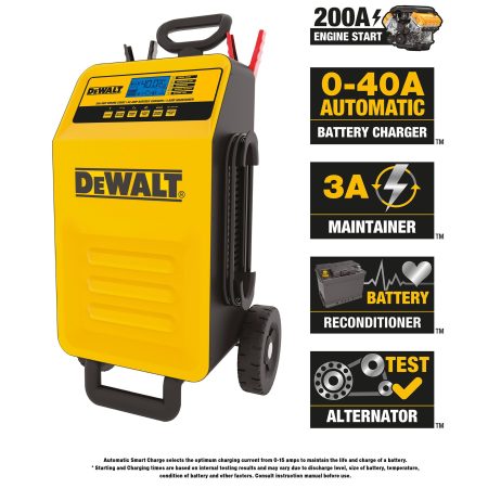 DEWALT DXAEC200CA Rolling Battery Charger/Maintainer, 40/3-Amp with 200-Amp Engine Start, 12V