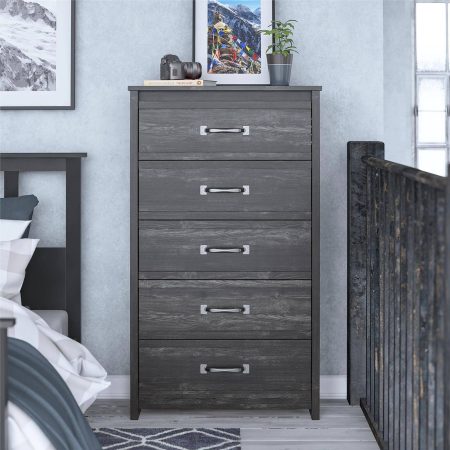 Dorel Draven 5-Drawer Dresser, Black Oak