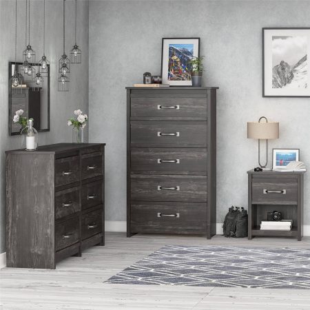 Dorel Draven 5-Drawer Dresser, Black Oak