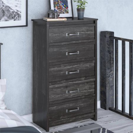 Dorel Draven 5-Drawer Dresser, Black Oak