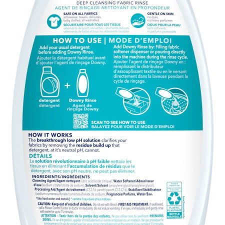 Downy RINSE & REFRESH Laundry Odor Remover and Fabric Softener, Cool Cotton, 1.43 L