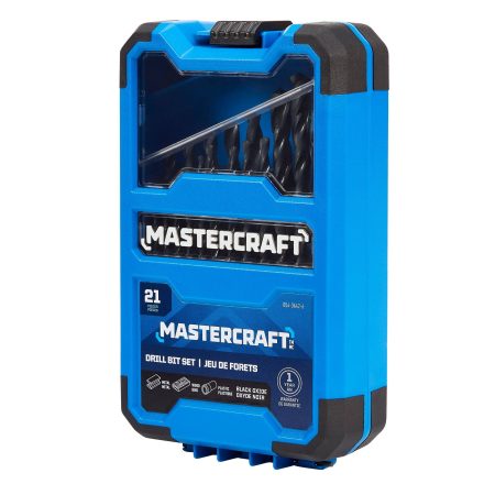 Mastercraft HSS Drill Bit Set for Wood, Metal, Plastic, 21-pc