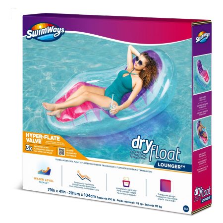 Swimways Dry Float Inflatable Lazy Pool Float/Lounger, 79 x 41-in