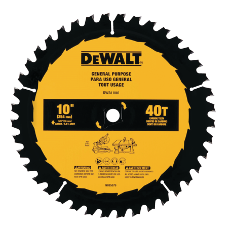 DEWALT DW3114 10-in 40T Carbide Tipped Circular Saw Blade for Wood