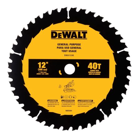 DEWALT DWA11240 40T Carbide Tipped Circular Saw Blade for Wood, 12-in