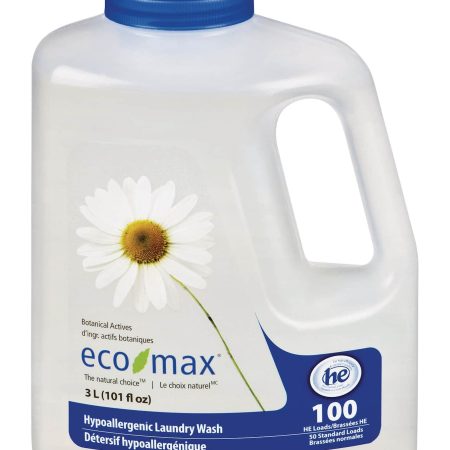 Eco-Max Hypoallergenic Liquid Laundry Detergent, Unscented, 100-Load, 3-L