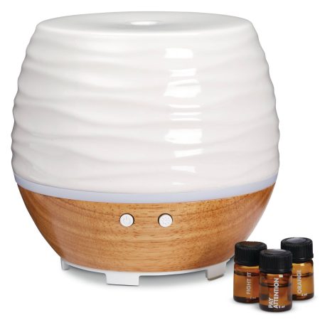 Ellia Ascend Ceramic Aromatherapy Diffuser Set with Light, White