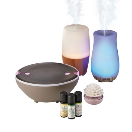 Ellia Calm Waters Porcelain Aromatherapy Diffuser Set with Essential Oils, Pink