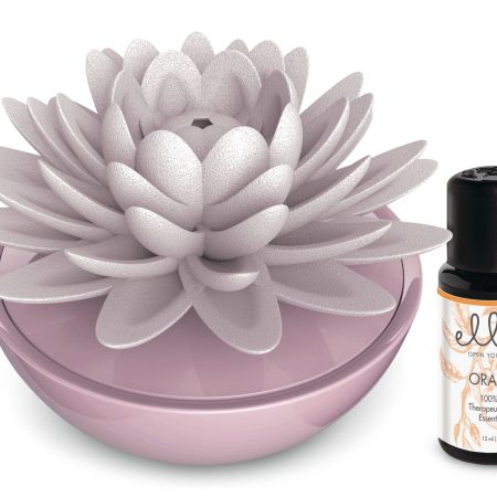 Ellia Calm Waters Porcelain Aromatherapy Diffuser Set with Essential Oils, Pink