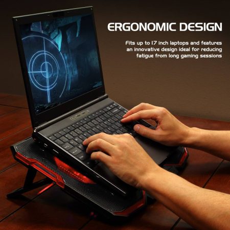 ENHANCE Cryogen LED Gaming Laptop Cooling Stand, Up to 17-in, Black/Red