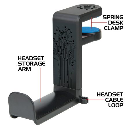 ENHANCE PC Clip-on Gaming Headset Holder Desk Hook Mount, Black