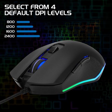 ENHANCE Infiltrate Blackout USB Gaming Mouse with LED Accent Light, Black