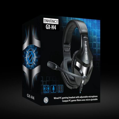 ENHANCE Infiltrate GX-H4 Stereo Wired PC Gaming Headset with Adjustable Mic, Black