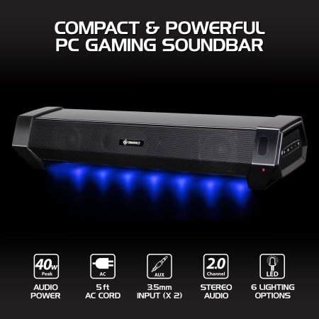 ENHANCE SM2 Attack Gaming LED Speaker Soundbar for Desktop, Black