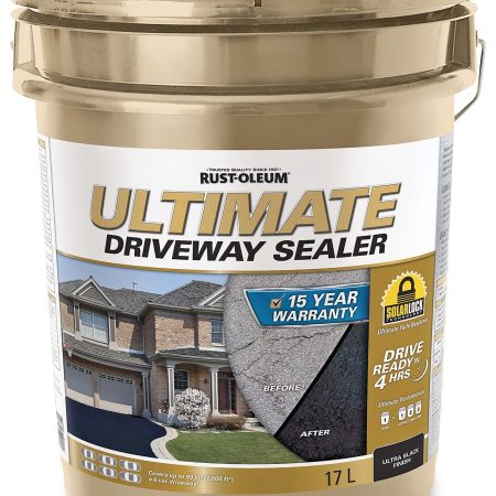 Rust-Oleum 15-Year Ultimate Asphalt Driveway Sealer, 1000 sq. ft Coverage, Ultra Black, 17-L