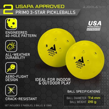 Joola Essentials Beginner/Intermediate Pickleball Paddle/Racket & Outdoor Ball Set, USPA Approved