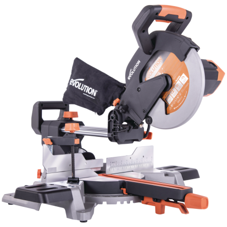 Evolution R255SMS 15 Amp Single-Bevel Sliding Mitre Saw with 10-in Multi-Material Cutting Blade