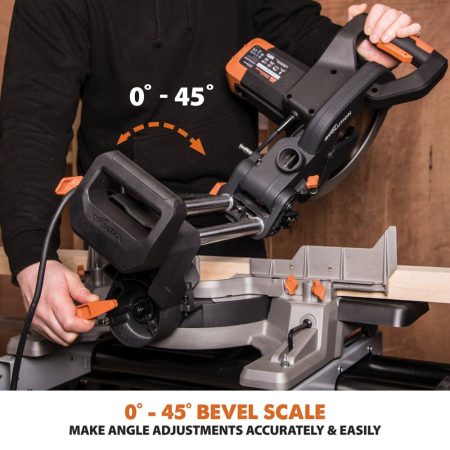 Evolution R255SMS 15 Amp Single-Bevel Sliding Mitre Saw with 10-in Multi-Material Cutting Blade