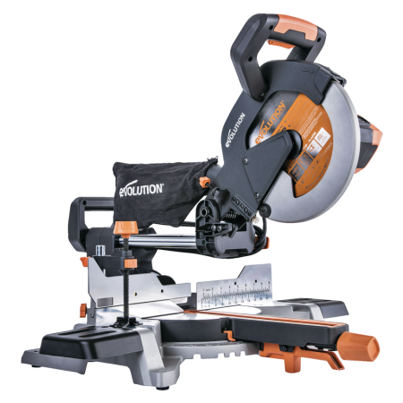 Evolution R255SMS 15 Amp Single-Bevel Sliding Mitre Saw with 10-in Multi-Material Cutting Blade