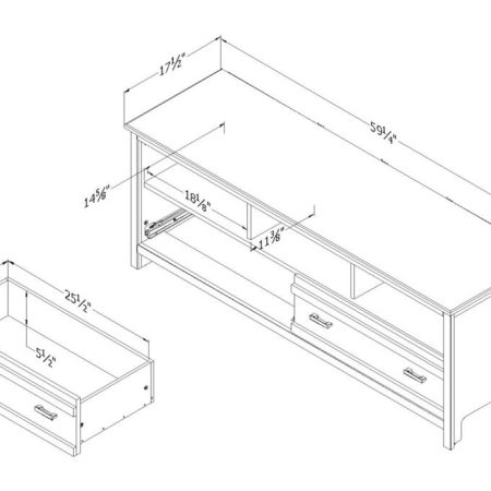 South Shore Exhibit 2-Drawer TV Stand & Media Storage Console Cabinet