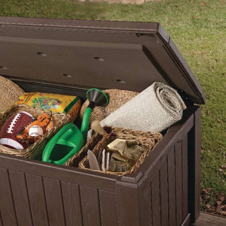 Keter Wood-Look Outdoor Storage Deck Box, X-Large, Brown, 570-L