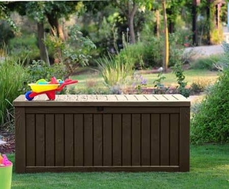 Keter Wood-Look Outdoor Storage Deck Box, X-Large, Brown, 570-L