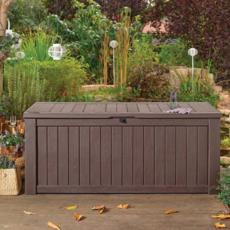 Keter Wood-Look Outdoor Storage Deck Box, X-Large, Brown, 570-L