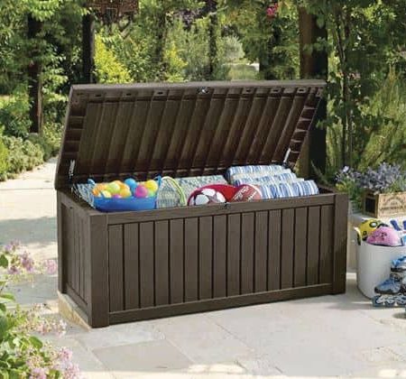 Keter Wood-Look Outdoor Storage Deck Box, X-Large, Brown, 570-L