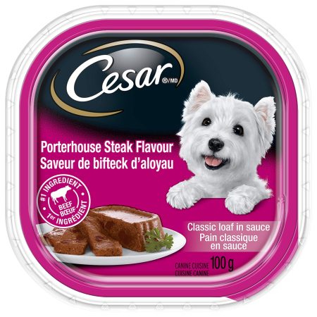 Cesar Entrées Porterhouse Steak Flavour Adult Wet Dog Food, 100-g