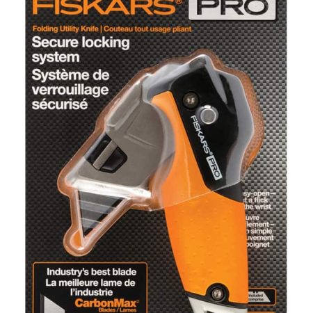 Fiskars Pro Folding Blade Utility Knife, Black/Orange