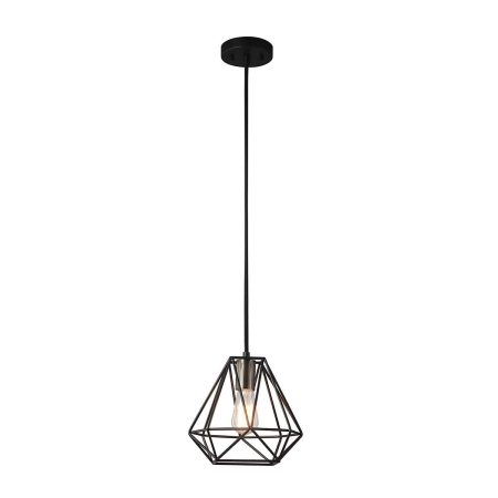 For Living Plug-in Caged Ceiling Pendant Light, Matte Black/Brass