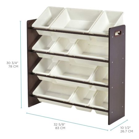 For Living 12-Bin Toy & Storage Organizer For Bedroom/Playroom/Mudroom, Espresso