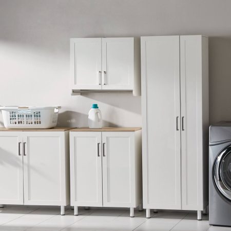 For Living 2-Door Tall Laundry Cabinet, White