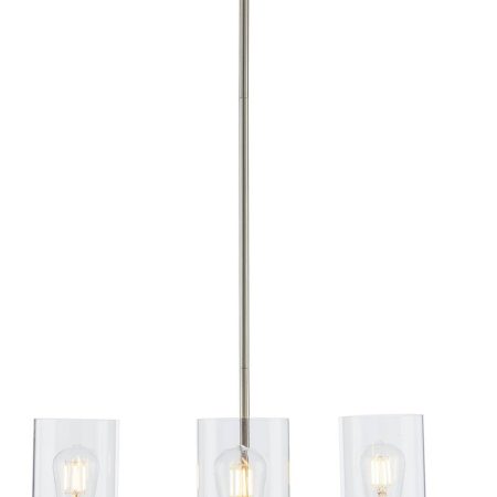 For Living 3-Light Clear Glass Shade Chandelier, Brushed Nickel