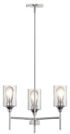 For Living 3-Light Clear Glass Shade Chandelier, Brushed Nickel