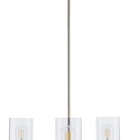 For Living 3-Light Clear Glass Shade Chandelier, Brushed Nickel