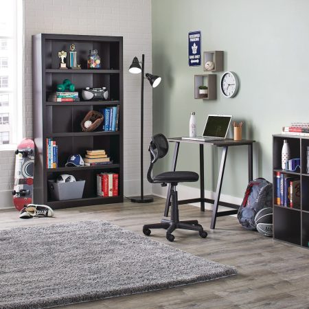 For Living Student/Small Space Office Computer Desk With Metal Frame, Wood Grain Finish