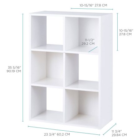 For Living 6-Cube Storage Organizer, Bookcase/Bookshelf, White