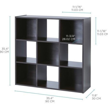 For Living 9-Cube Storage Organizer, Bookcase/Bookshelf, Black Oak Finish