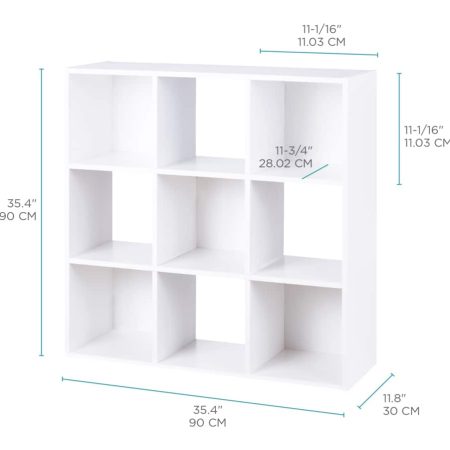 For Living  9-Cube Storage Organizer,  Bookcase/Bookshelf, White