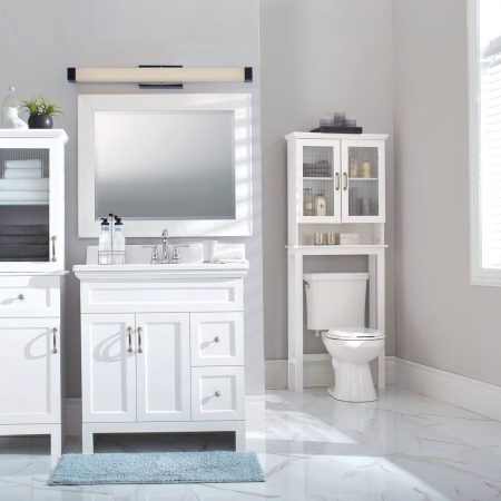 For Living Beacon Hill 2-Door Over-The-Toilet Spacesaver Bathroom Storage Cabinet , White