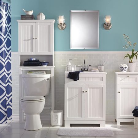 For Living Brookfield 2-Door Over-The-Toilet Spacesaver Bathroom Storage Cabinet, White