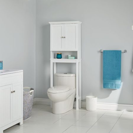 For Living Brookfield 2-Door Over-The-Toilet Spacesaver Bathroom Storage Cabinet, White