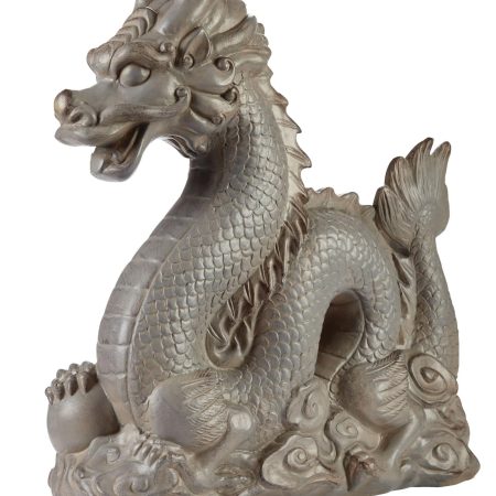 For Living Dragon Statue & Lawn Ornament, 15-in, Grey